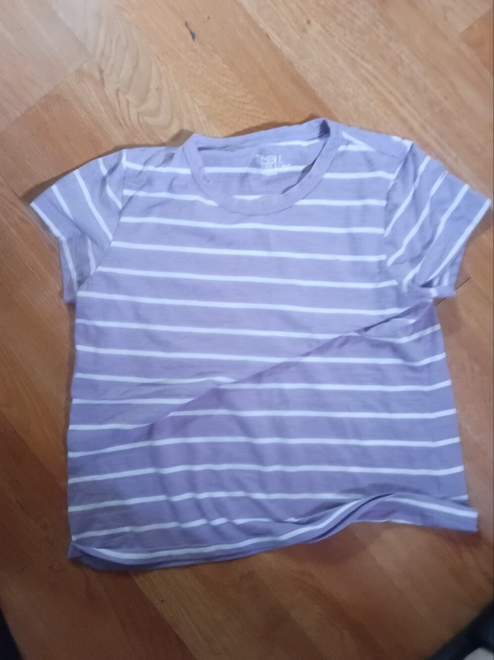 Time and Tru Lavender and White Striped Short Sleeve Tee